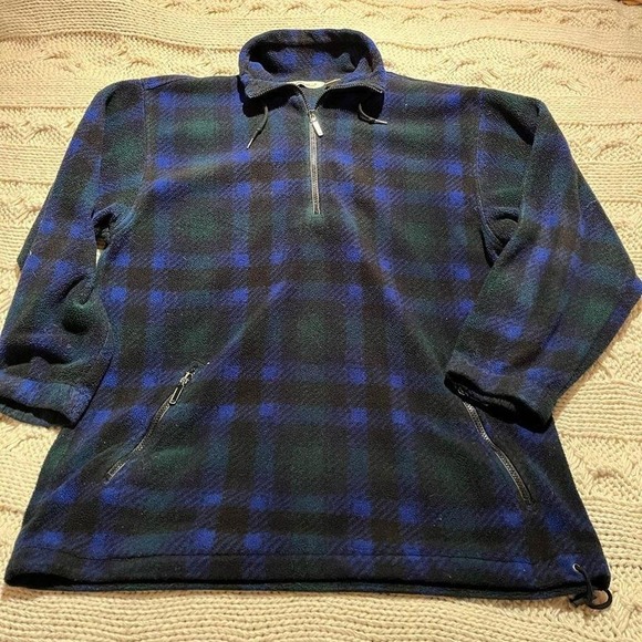 Vintage EDDIE BAUER 1/4 Zip Fleece Navy/Green Plaid
Women's tall medium - Picture 2 of 4